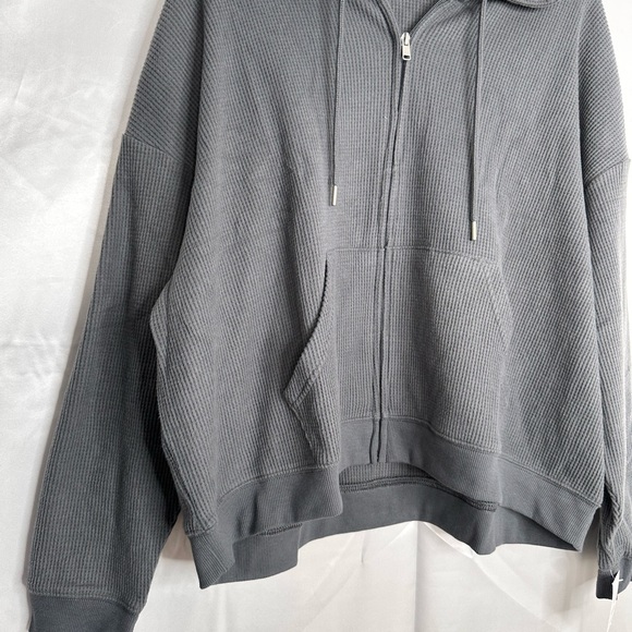 NWT Auden Waffle Knit Lounge Set Hoodie & Shorts Dark Gray Size 2X - Picture 9 of 12